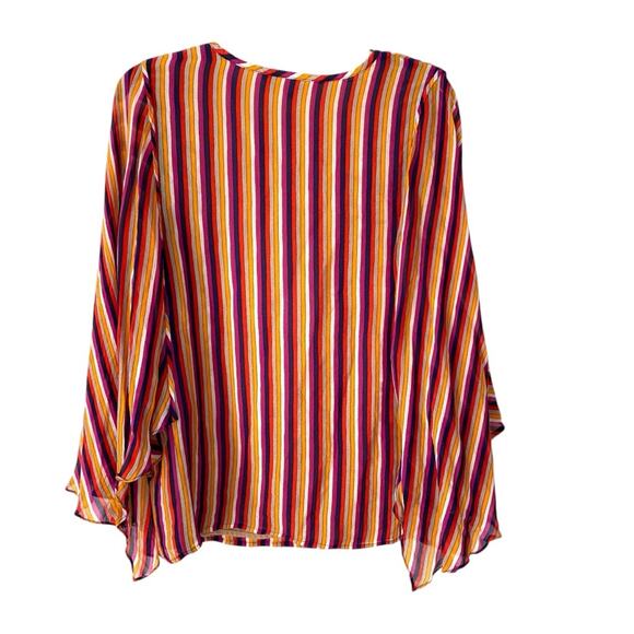 Trina Turk La Paz Striped Multicolored Wide Sleeve Blouse size Large - Picture 6 of 8